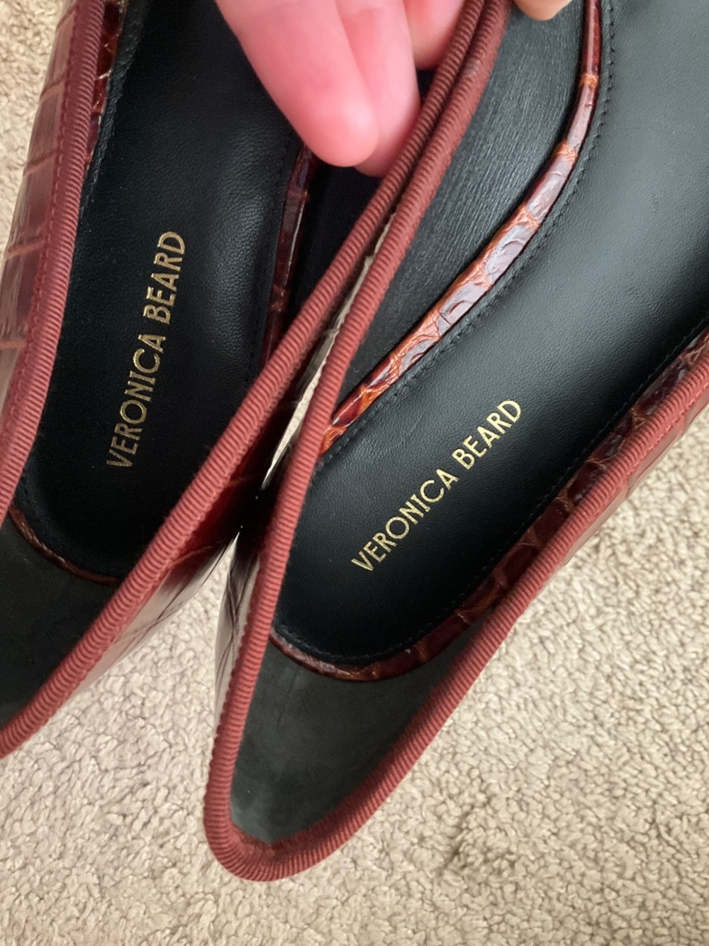 Veronica Beard Cecile Bow Crocodile Leather Pumps - Picture 9 of 9